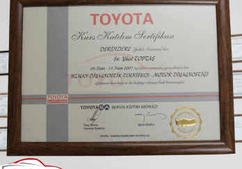 TOYOTA Eğitim Merkezi - Katılım Belgesi