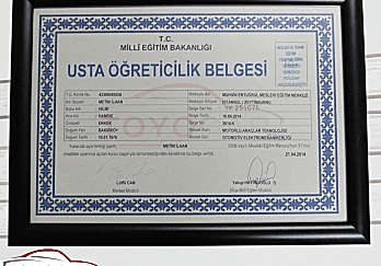 Usta Öğreticilik Belgesi